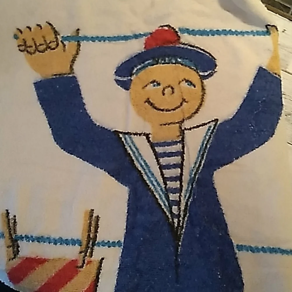 Vintage 1970s sailor boy beach towel